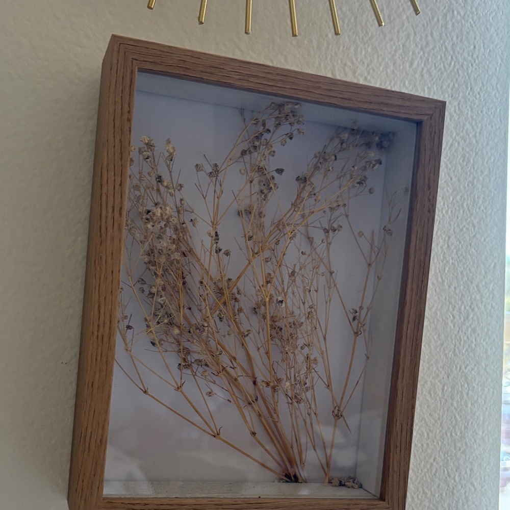 Natural Wood Shadow Box with Dried Flowers